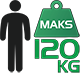 Beskyttelse for maksimal bruker vekt på 120kg
